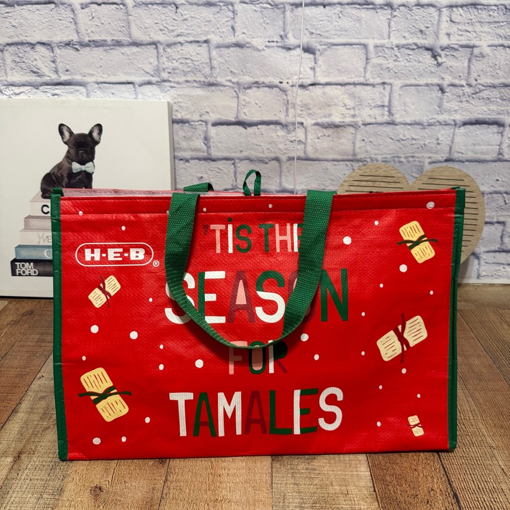 HEB Tamale Grocery Bag Insulated Reusable Foldable Tis The Season